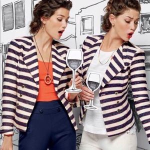 Cabi love carol nautical striped cruise blazer